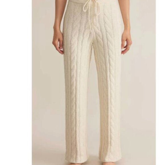 NWT Z Supply Cream Paige Cable Knit Stretch Pants Sz M Sea Salt Stretchy - Picture 2 of 16